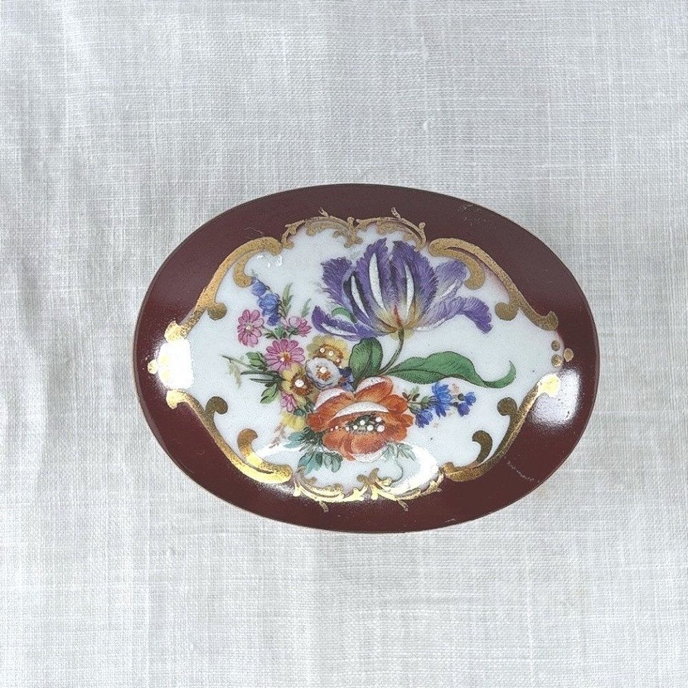 Vintage M Germany Porcelain Footed Trinket Box